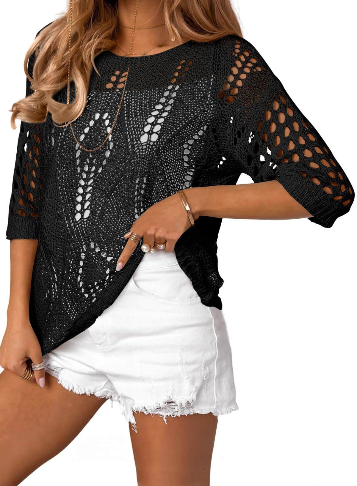 Foto 2 pulgar | Top De Primavera Cover Up Evaless Fashion Beach Negro Para Mujer - Venta Internacional.