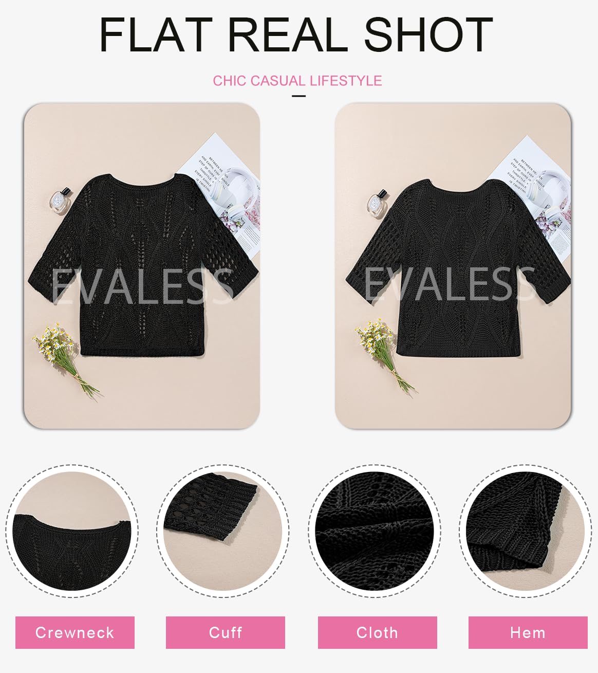 Foto 7 pulgar | Top De Primavera Cover Up Evaless Fashion Beach Negro Para Mujer - Venta Internacional.