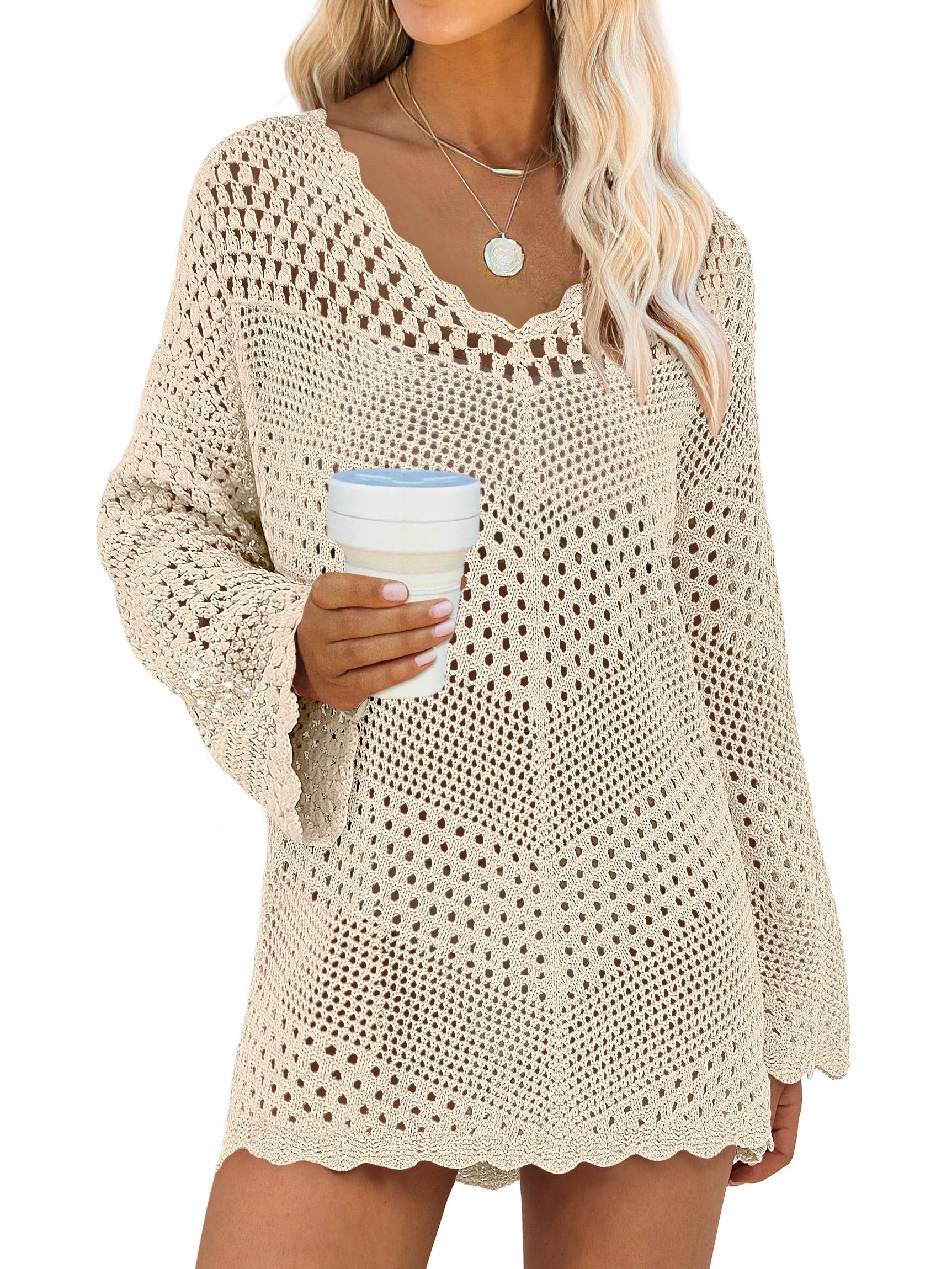Foto 1 | Vestido De Playa De Malla Con Cuello En V Y Cuello En V De Anrabess Para Cubrir El Traje De Baño - Venta Internacional.