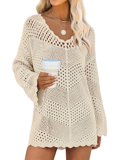 Foto 1 | Vestido De Playa De Malla Con Cuello En V Y Cuello En V De Anrabess Para Cubrir El Traje De Baño - Venta Internacional.