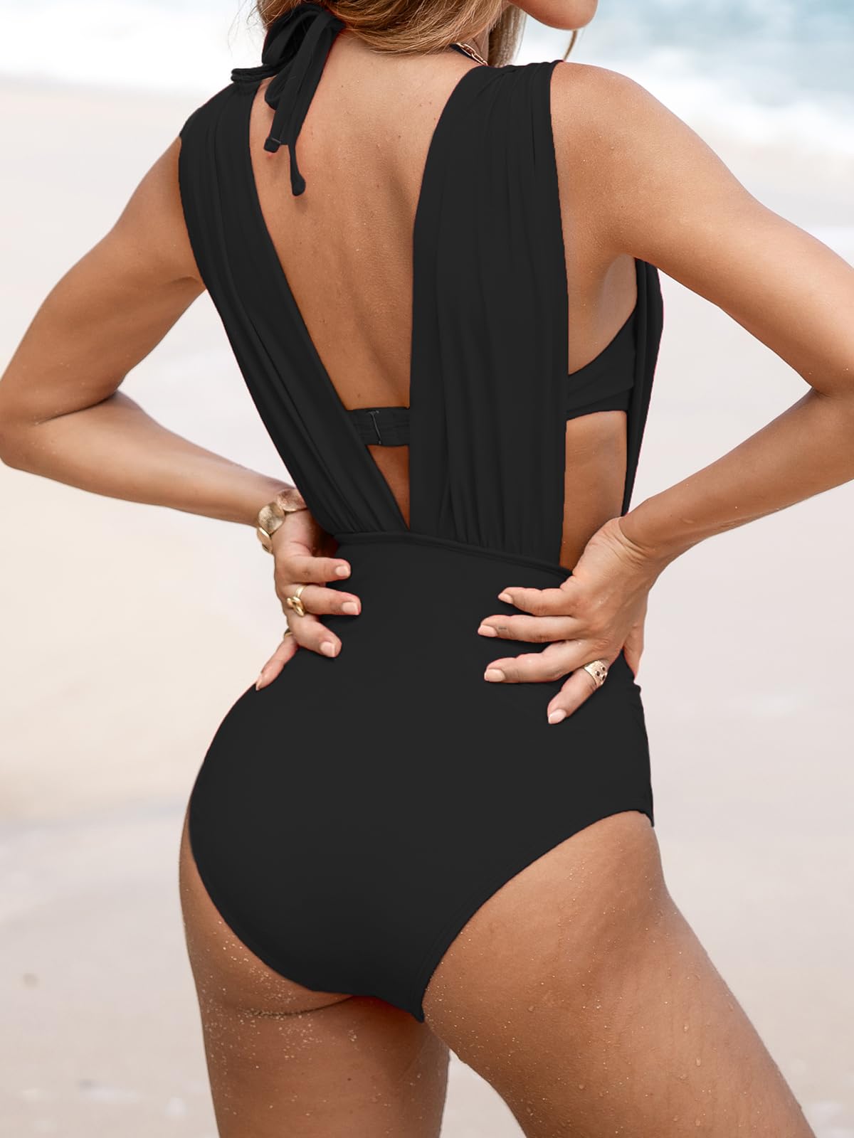 Foto 4 pulgar | Traje de Baño Cupshe Negro para Mujer - Venta Internacional