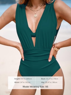 Foto 5 | Traje de Baño de Una Pieza Cupshe con Cuello Pronunciado y Espalda Fruncida - Venta Internacional
