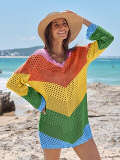Foto 5 | Traje De Baño Anrabess Vestido De Playa De Punto De Malla Con Cuello En V Y Ganchillo - Venta Internacional.