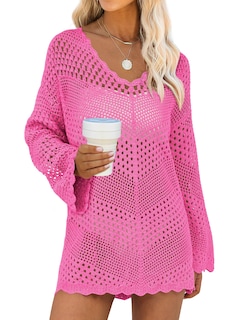 Foto 1 | Traje De Baño Anrabess, Cuello En V, Cuello En V, Tejido De Malla, Rosa Intenso - Venta Internacional.