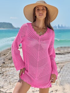 Foto 2 | Traje De Baño Anrabess, Cuello En V, Cuello En V, Tejido De Malla, Rosa Intenso - Venta Internacional.