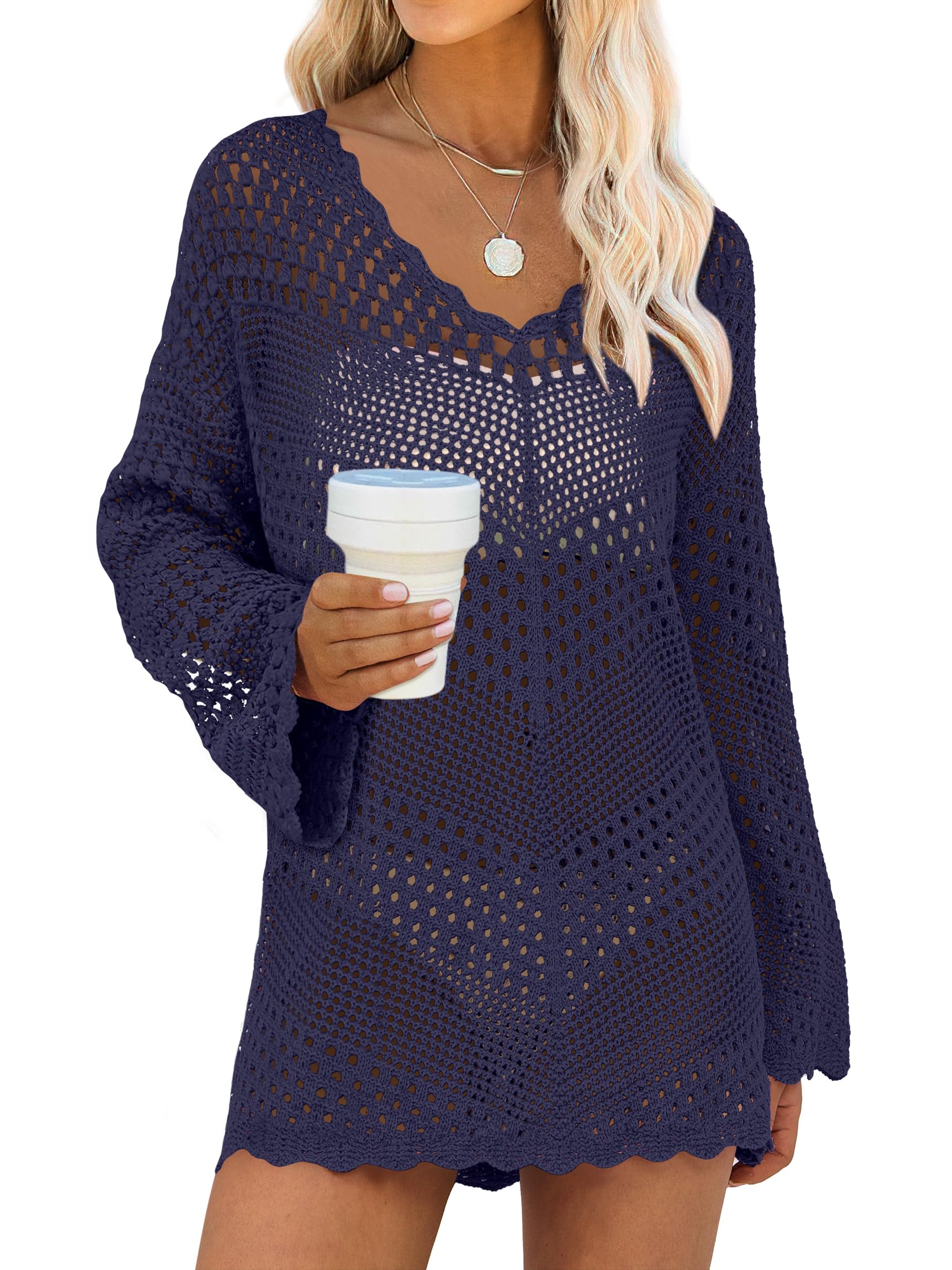 Vestido De Playa De Malla Con Cuello En V Y Cuello En V De Anrabess Para Cubrir El Traje De Baño - Venta Internacional.