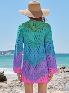 Foto 4 | Traje De Baño Anrabess Vestido De Playa De Punto De Malla Con Cuello En V Y Ganchillo - Venta Internacional.