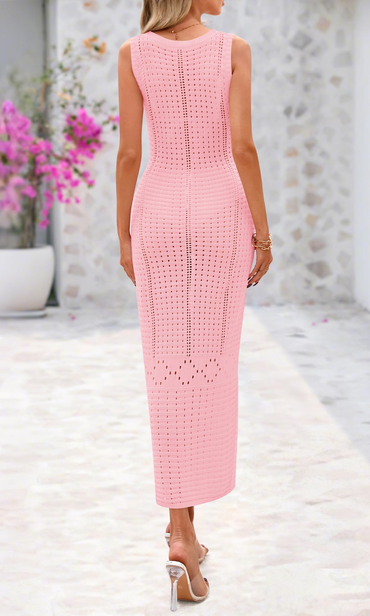 Foto 4 pulgar | Traje De Baño Coverup Btfbm Crochet Para Mujer Verano 2025 Rosa - Venta Internacional.