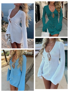 Foto 2 | Traje De Baño Con Cobertura Anrabess, Traje De Baño De Ganchillo, Vestido De Playa Para Mujer - Venta Internacional.