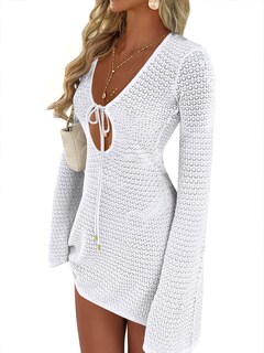 Foto 1 | Traje De Baño Con Cobertura Anrabess, Traje De Baño De Ganchillo, Vestido De Playa Blanco - Venta Internacional.