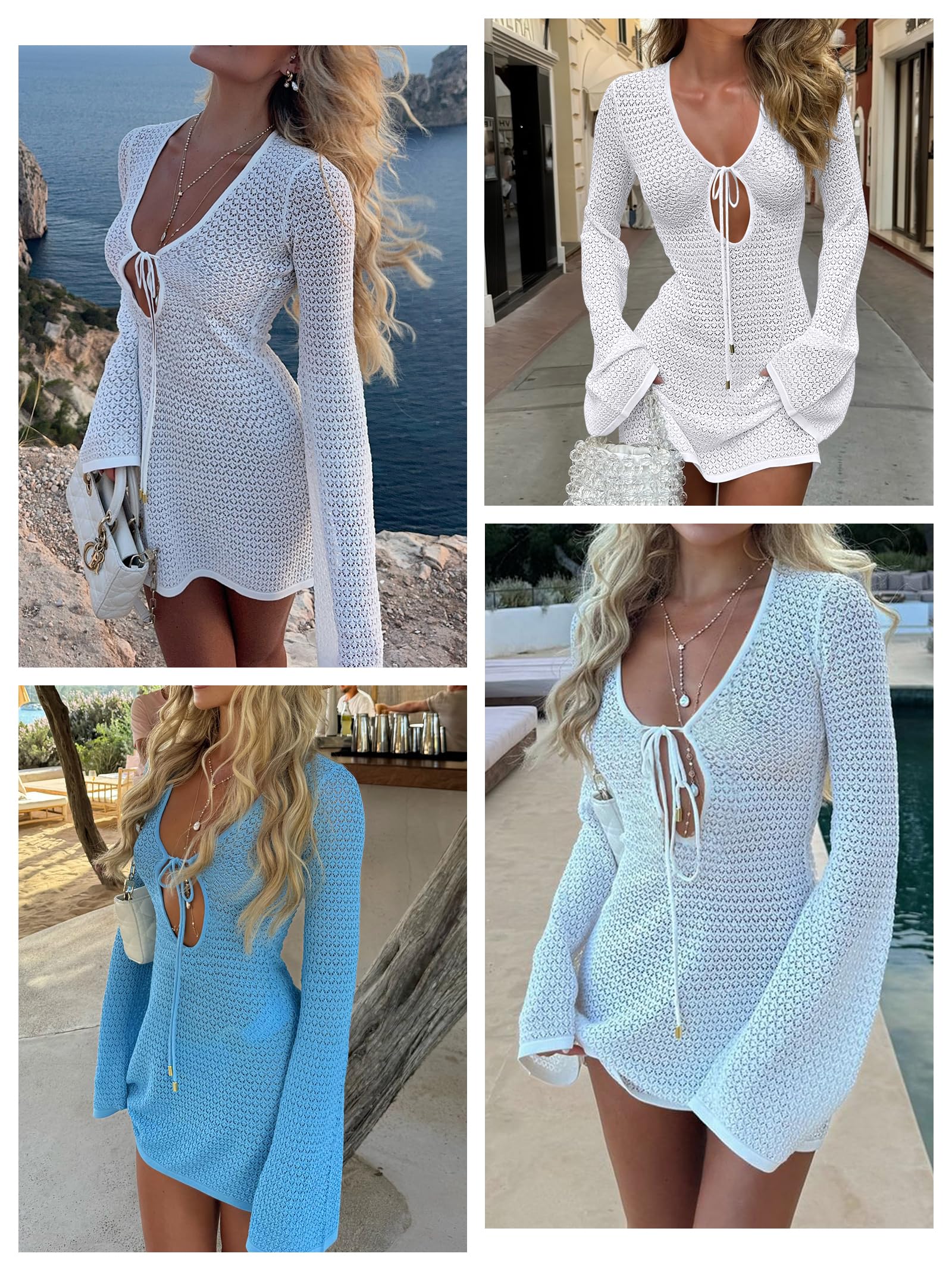 Foto 3 pulgar | Traje De Baño Con Cobertura Anrabess, Traje De Baño De Ganchillo, Vestido De Playa Blanco - Venta Internacional.