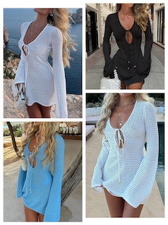 Foto 2 | Traje De Baño Con Cobertura Anrabess, Traje De Baño De Ganchillo, Vestido De Playa Para Mujer - Venta Internacional.