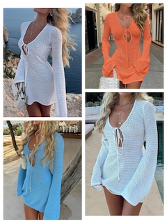 Foto 2 | Traje De Baño Con Cobertura Anrabess, Traje De Baño De Ganchillo, Vestido De Playa Para Mujer - Venta Internacional.