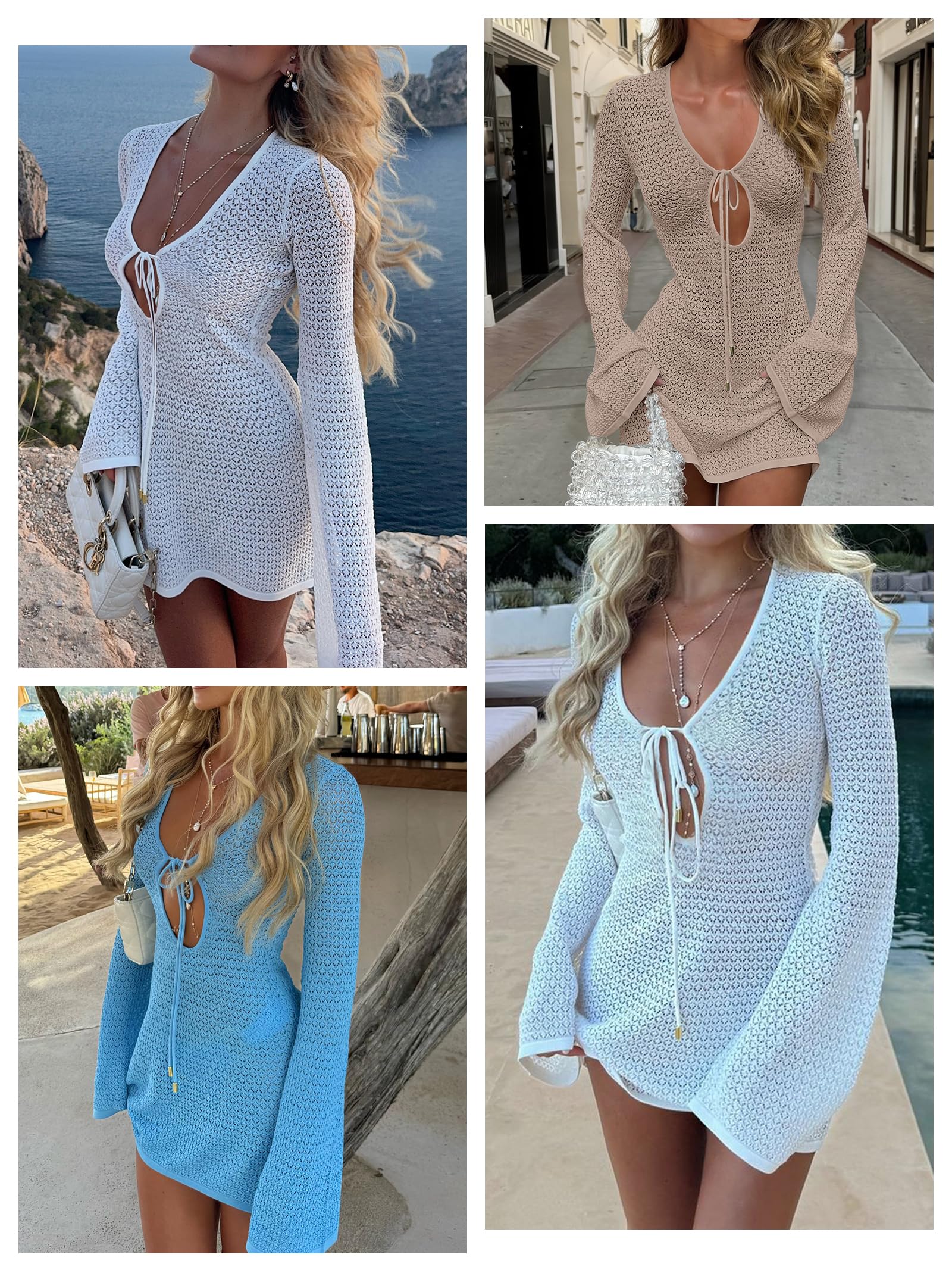 Foto 3 pulgar | Traje De Baño Cover Up Anrabess Traje De Baño De Ganchillo Hollow Out Khaki - Venta Internacional.