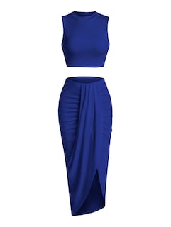 Foto 1 | Conjunto De Dos Piezas Zaful, Camiseta Sin Mangas Y Falda Midi Para Mujer - Venta Internacional.