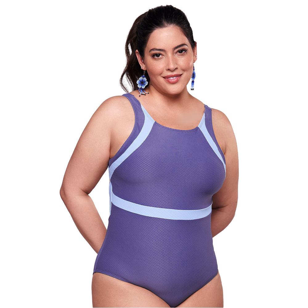 Foto 3 pulgar | Traje De Baño Completo Ilusión 75055 Azul Marino