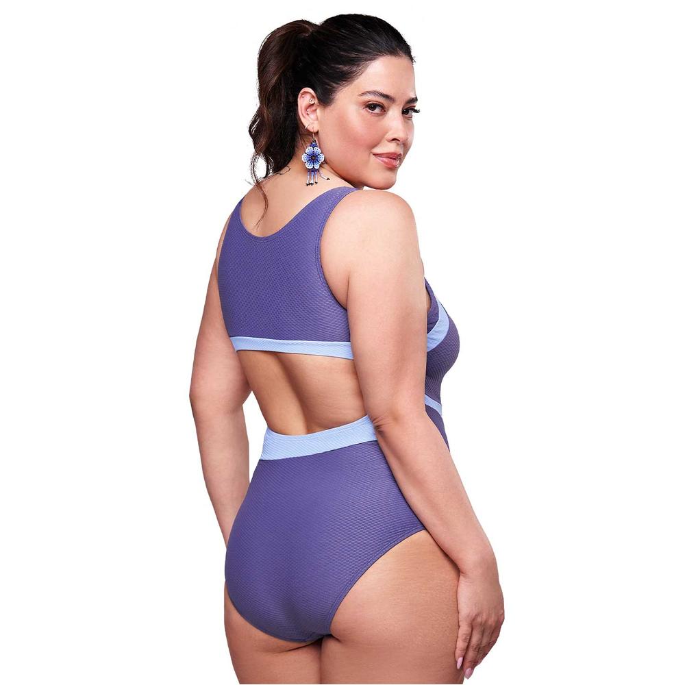 Foto 5 | Traje De Baño Completo Ilusión 75055 Azul Marino