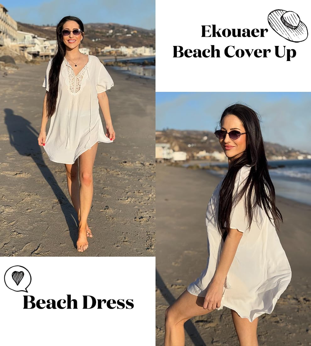 Foto 4 pulgar | Traje De Baño Con Cuello En V Y Encaje Ekouaer De Encaje Y Ganchillo Para Mujer - Venta Internacional.