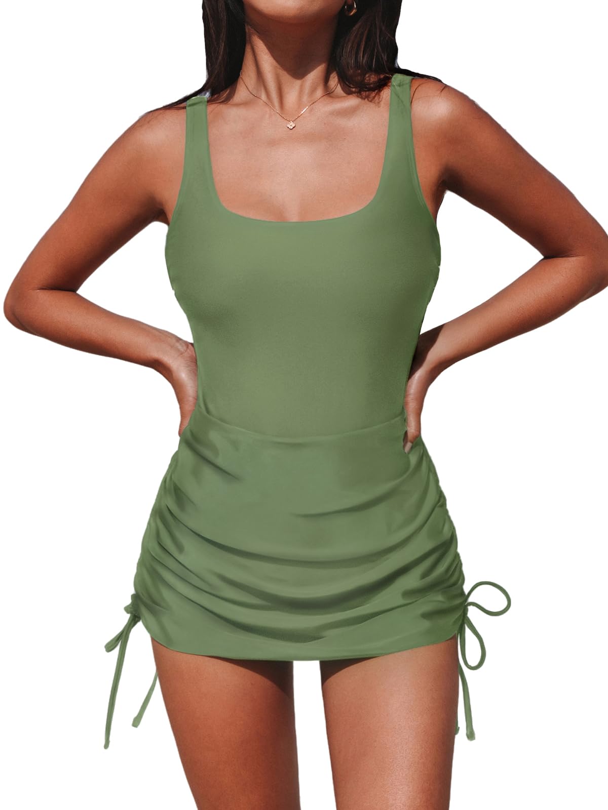 Foto 2 pulgar | Traje De Baño De Una Pieza Cupshe  Cuello Cuadrado  Verde  Xl - Venta Internacional.