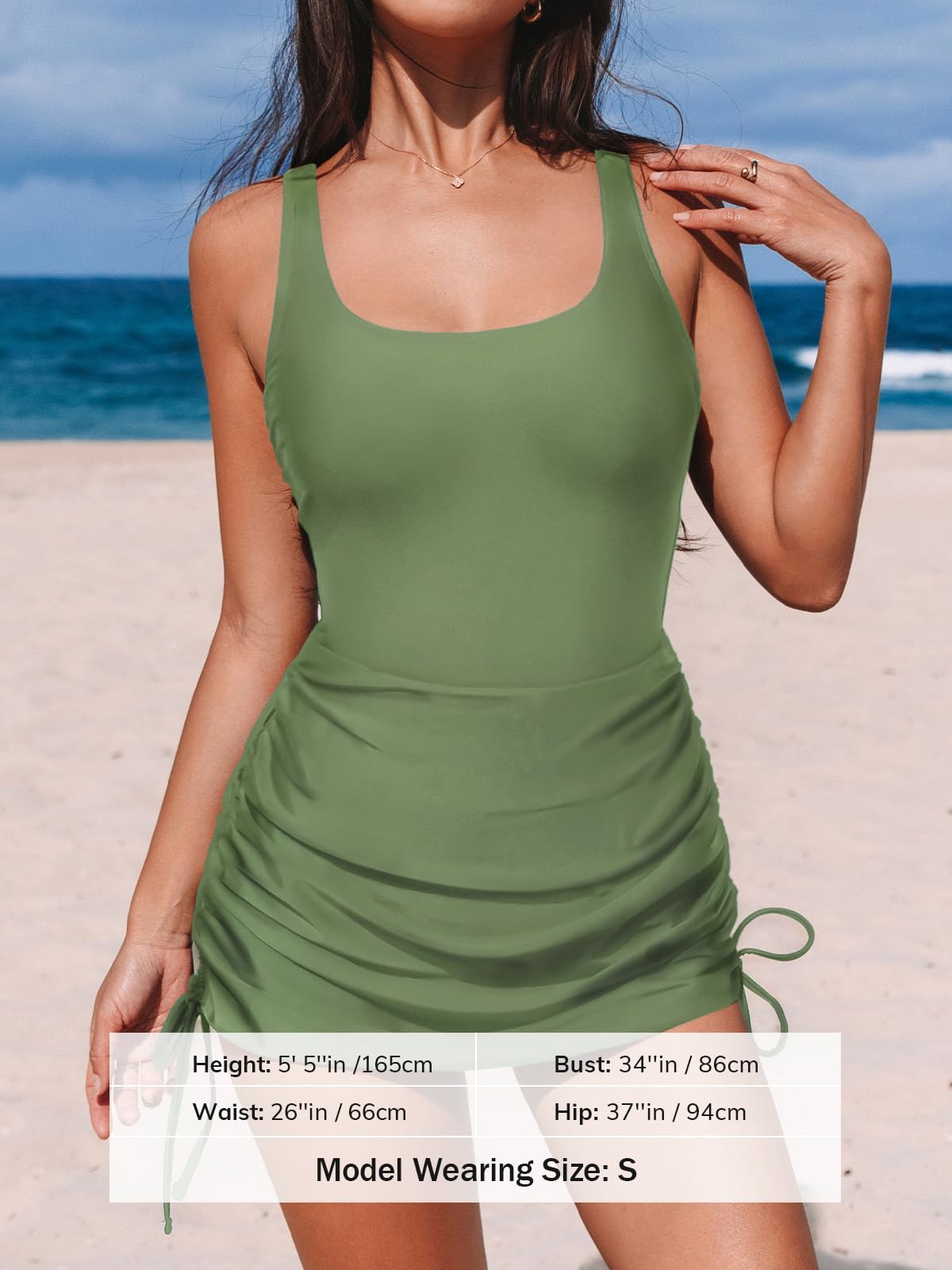 Foto 6 pulgar | Traje De Baño De Una Pieza Cupshe  Cuello Cuadrado  Verde  Xl - Venta Internacional.