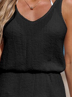 Foto 3 | Traje De Baño Cupshe Para Mujer Cuello En V Sin Mangas Punto Gofrado Cobertura De Playa Negro M - Venta Inter