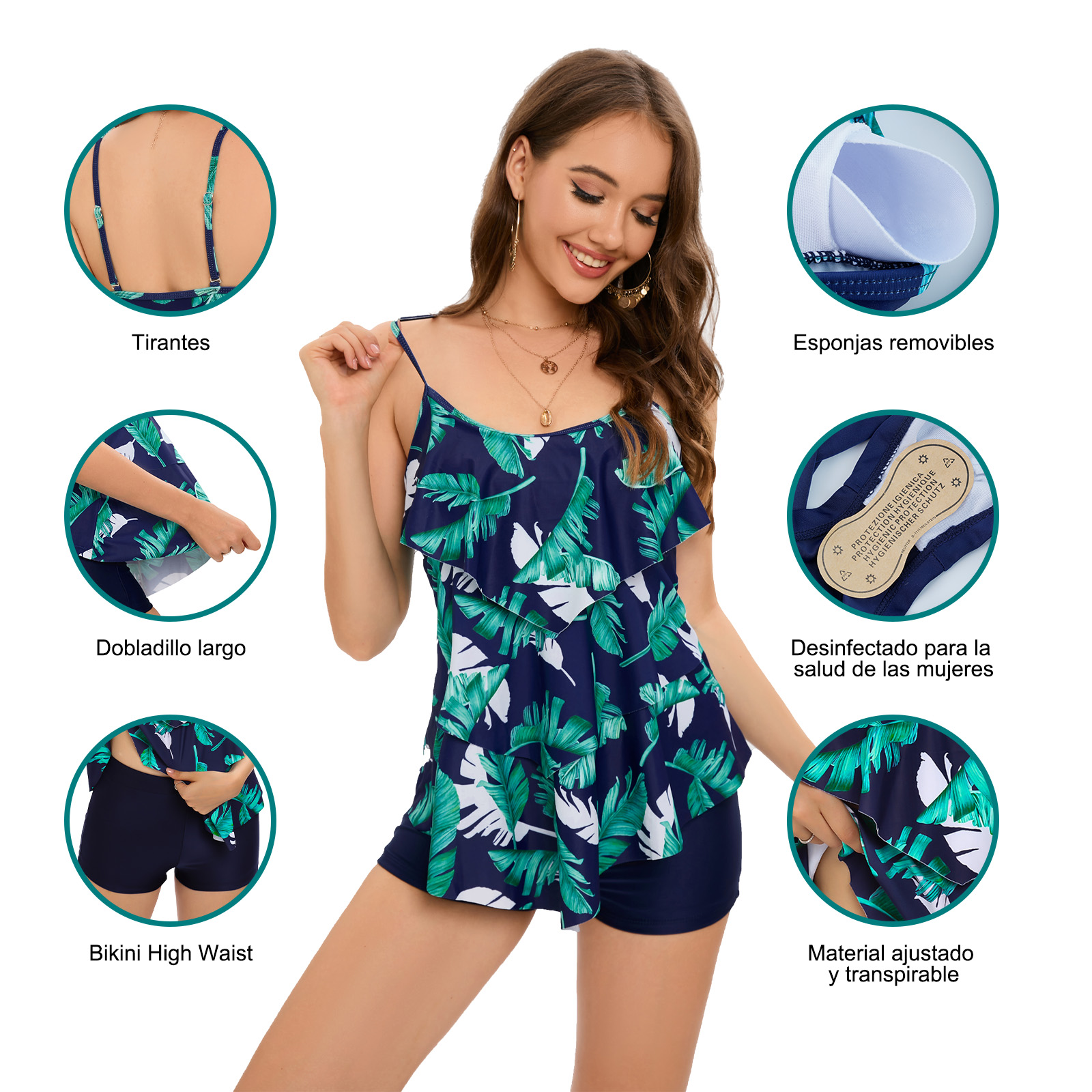 Foto 3 pulgar | Tankini de Dos Piezas Generac C10207-209 Multicolor para Mujer
