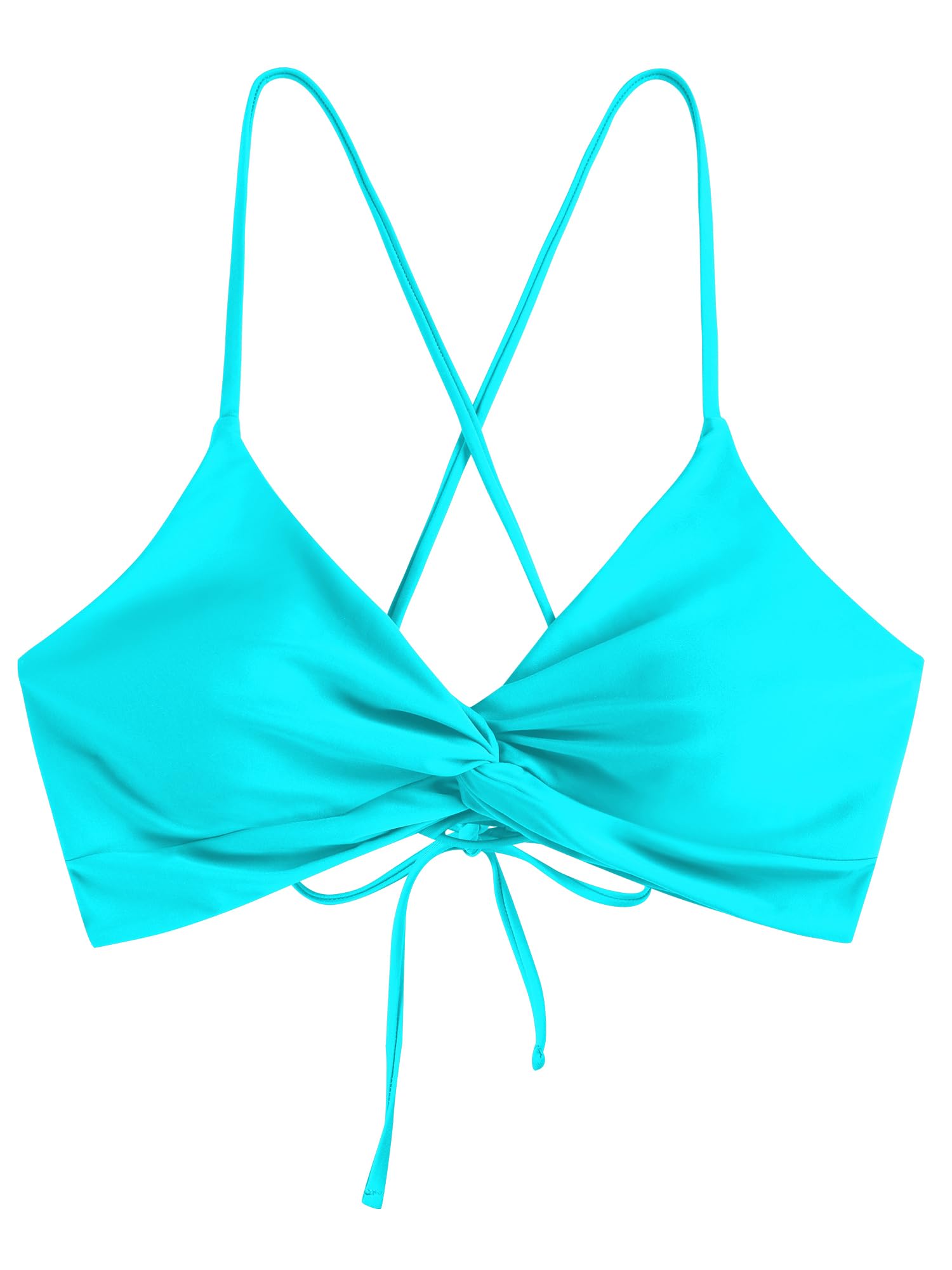 Foto 2 pulgar | Top de Bikini Zaful Twist Cross Push Up Acolchado Azul para Mujer - Venta Internacional