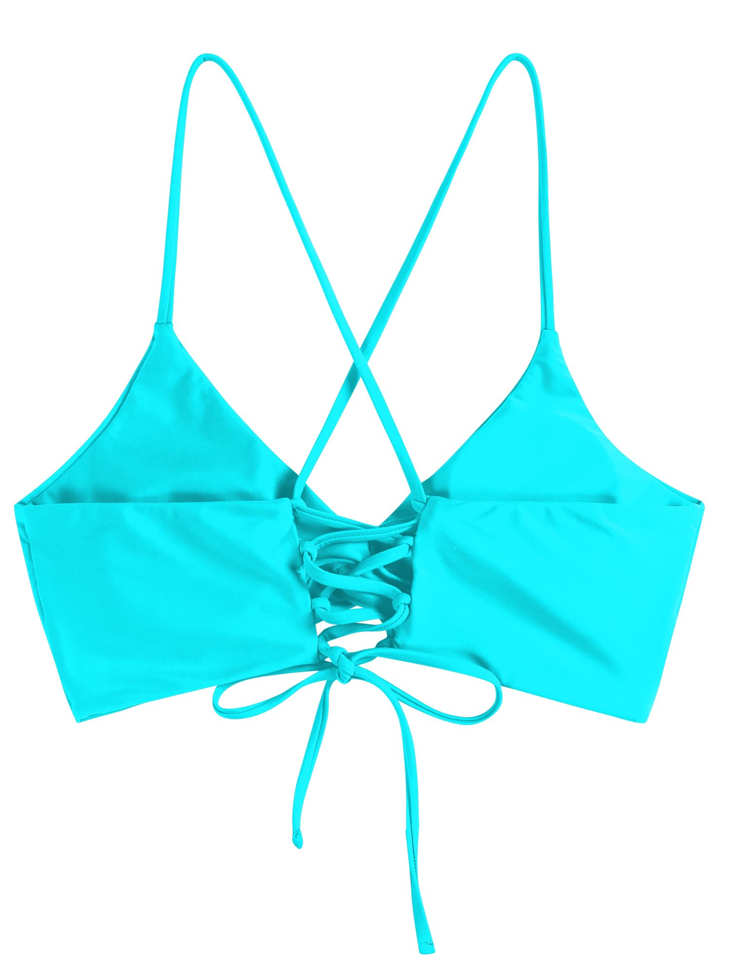 Foto 3 pulgar | Top de Bikini Zaful Twist Cross Push Up Acolchado Azul para Mujer - Venta Internacional
