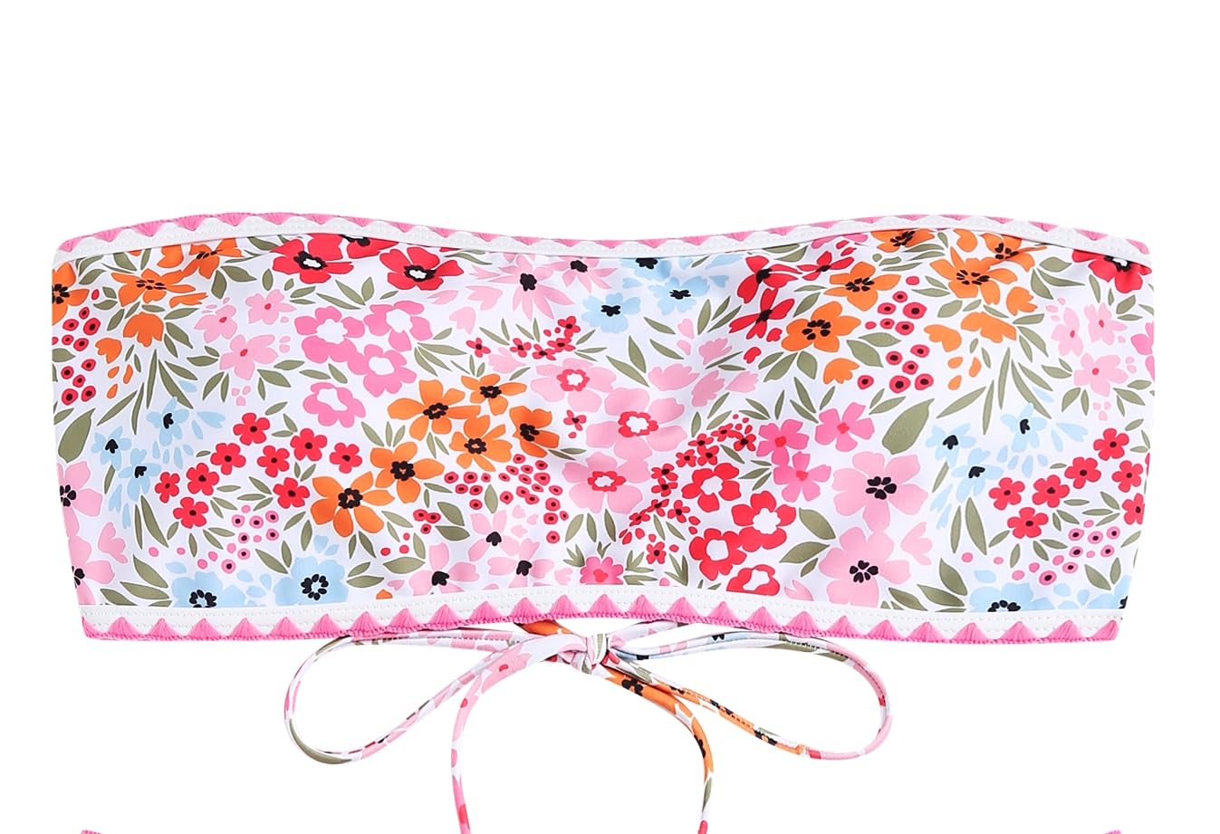 Foto 4 pulgar | Bikini Top Zaful Traje De Baño Sin Tirantes Con Textura Tipo Bandeau Rosa - Venta Internacional.