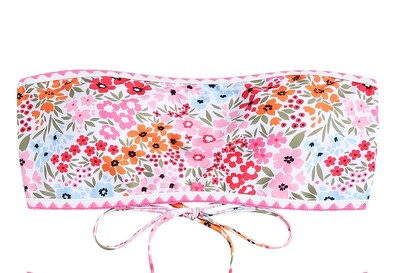 Foto 3 | Bikini Top Zaful Traje De Baño Sin Tirantes Con Textura Tipo Bandeau Rosa - Venta Internacional.