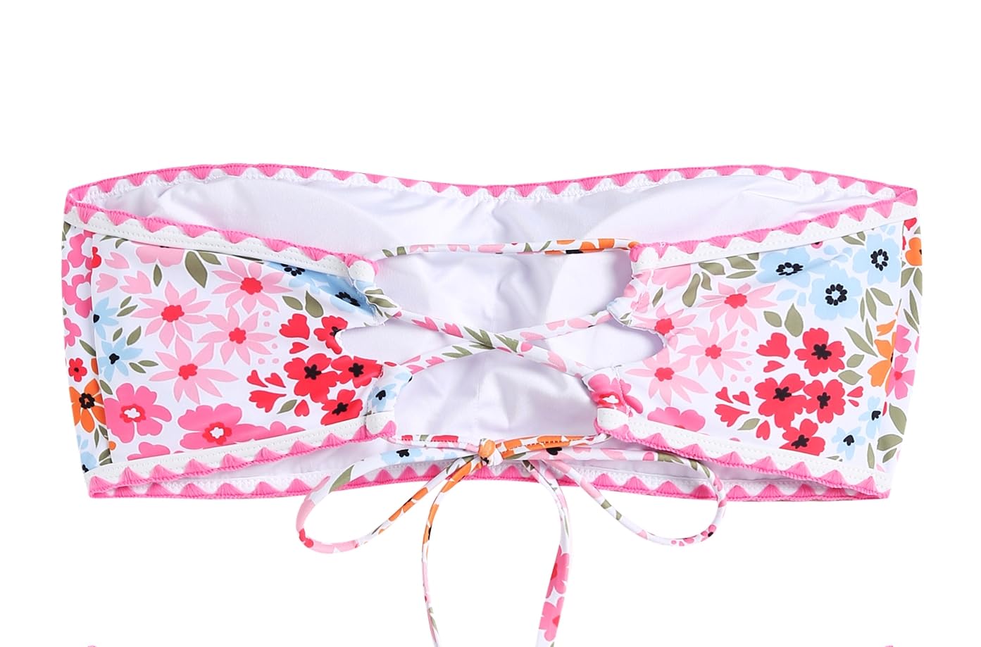 Foto 5 pulgar | Bikini Top Zaful Traje De Baño Sin Tirantes Con Textura Tipo Bandeau Rosa - Venta Internacional.