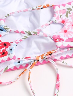Foto 6 | Bikini Top Zaful Traje De Baño Sin Tirantes Con Textura Tipo Bandeau Rosa - Venta Internacional.
