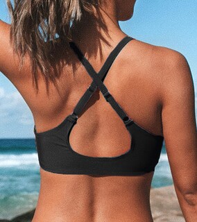 Foto 2 | Traje De Baño Cupshe Con Cuello En V Y Nudo, Corbata De Conejo Negra L - Venta Internacional.