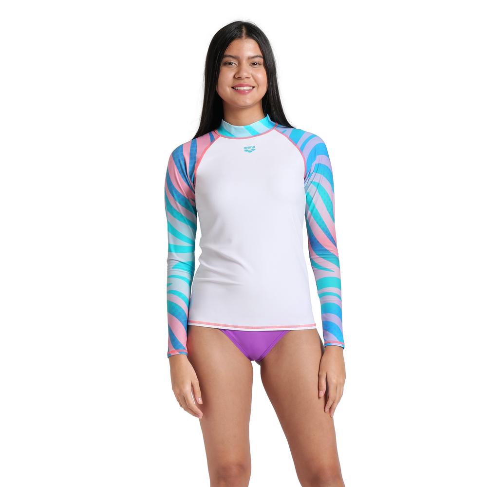 Foto 2 pulgar | Rash Vest Arena Allover Manga Larga Para Mujer Blanco