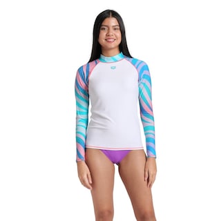 Foto 1 | Rash Vest Arena Allover Manga Larga Para Mujer Blanco