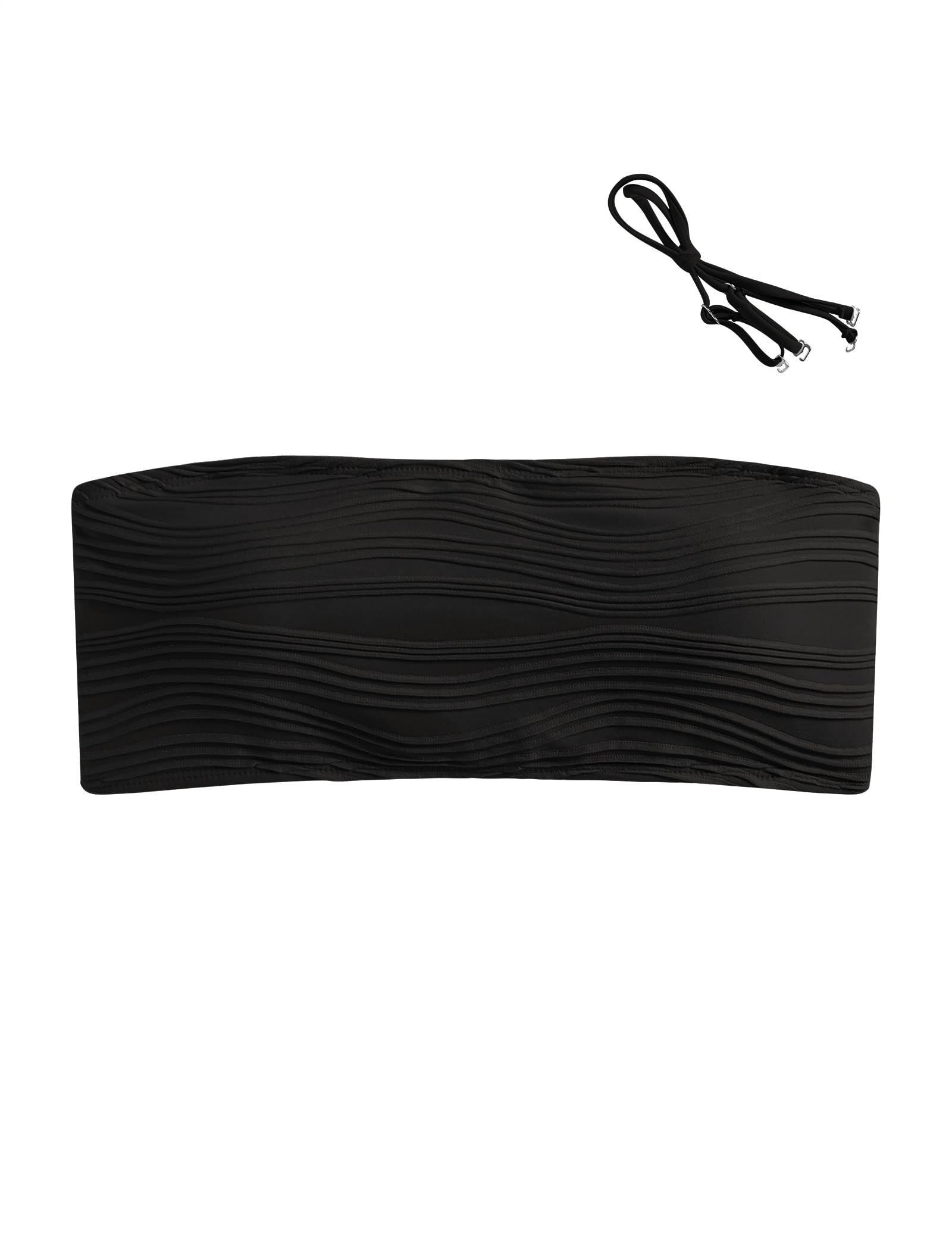 Foto 4 pulgar | Traje De Baño Sin Tirantes Tipo Bandeau Texturizado Zaful Negro - Venta Internacional.