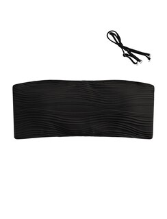 Foto 3 | Traje De Baño Sin Tirantes Tipo Bandeau Texturizado Zaful Negro - Venta Internacional.