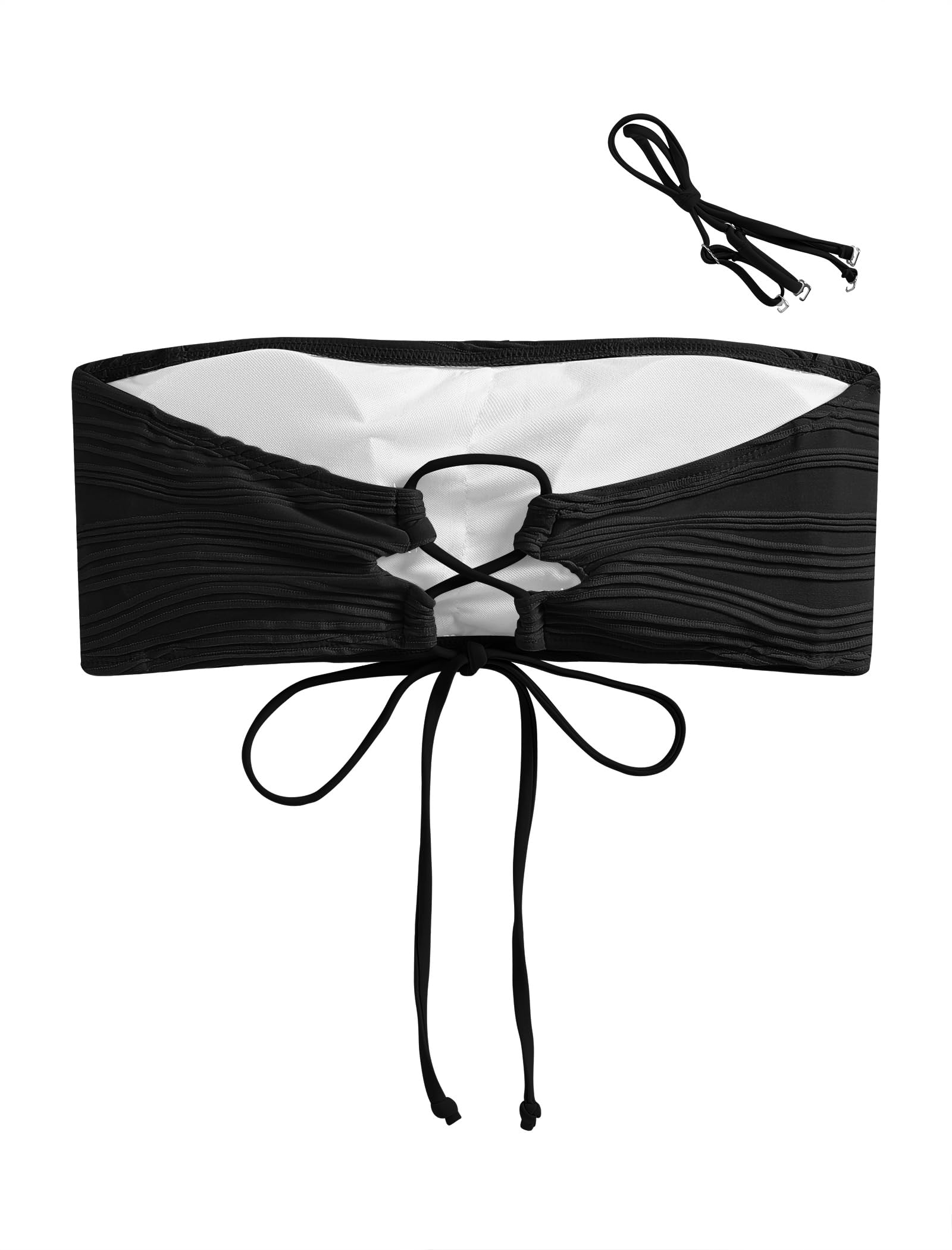 Foto 5 pulgar | Traje De Baño Sin Tirantes Tipo Bandeau Texturizado Zaful Negro - Venta Internacional.