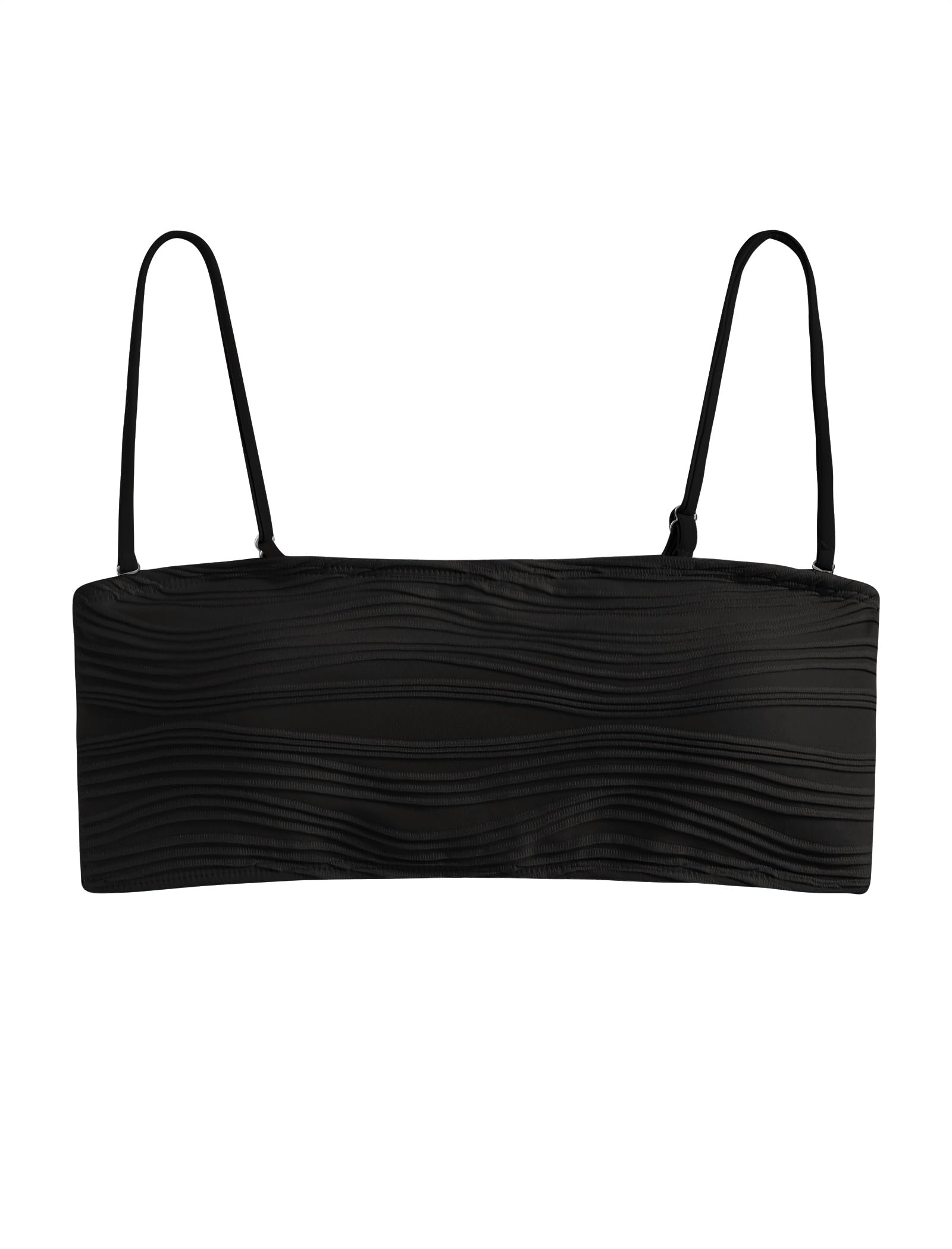 Foto 6 pulgar | Traje De Baño Sin Tirantes Tipo Bandeau Texturizado Zaful Negro - Venta Internacional.