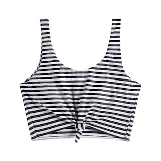 Foto 1 | Camiseta De Bikini Zaful, Tankini Corto Con Nudo En La Parte Delantera, Cuello Redondo, Negro - Venta Internacional.