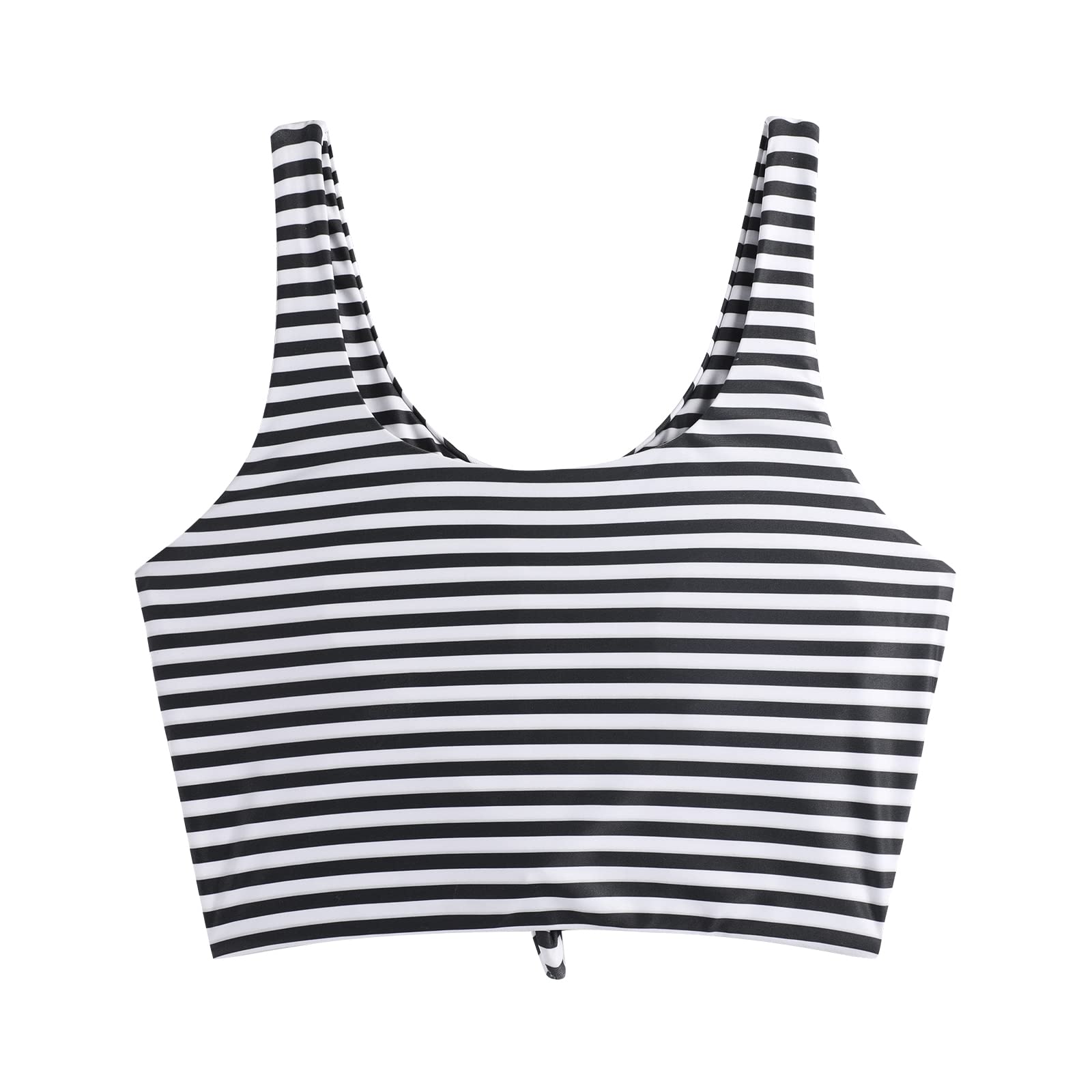 Foto 3 pulgar | Camiseta De Bikini Zaful, Tankini Corto Con Nudo En La Parte Delantera, Cuello Redondo, Negro - Venta Internacional.