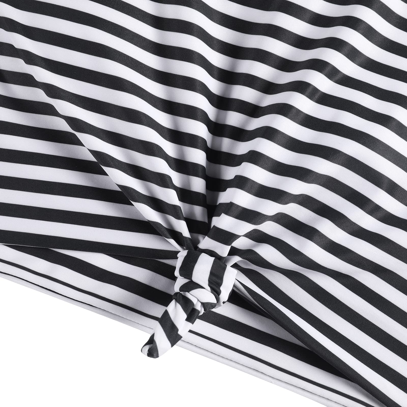 Foto 5 pulgar | Camiseta De Bikini Zaful, Tankini Corto Con Nudo En La Parte Delantera, Cuello Redondo, Negro - Venta Internacional.