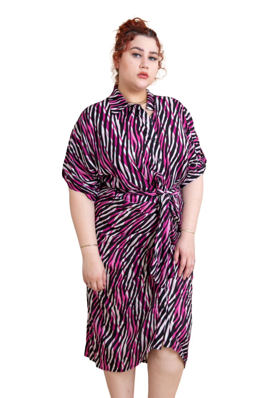 Foto 2 pulgar | Vestido Camisero Estampado Zebra Para Mujer Tallas Extras