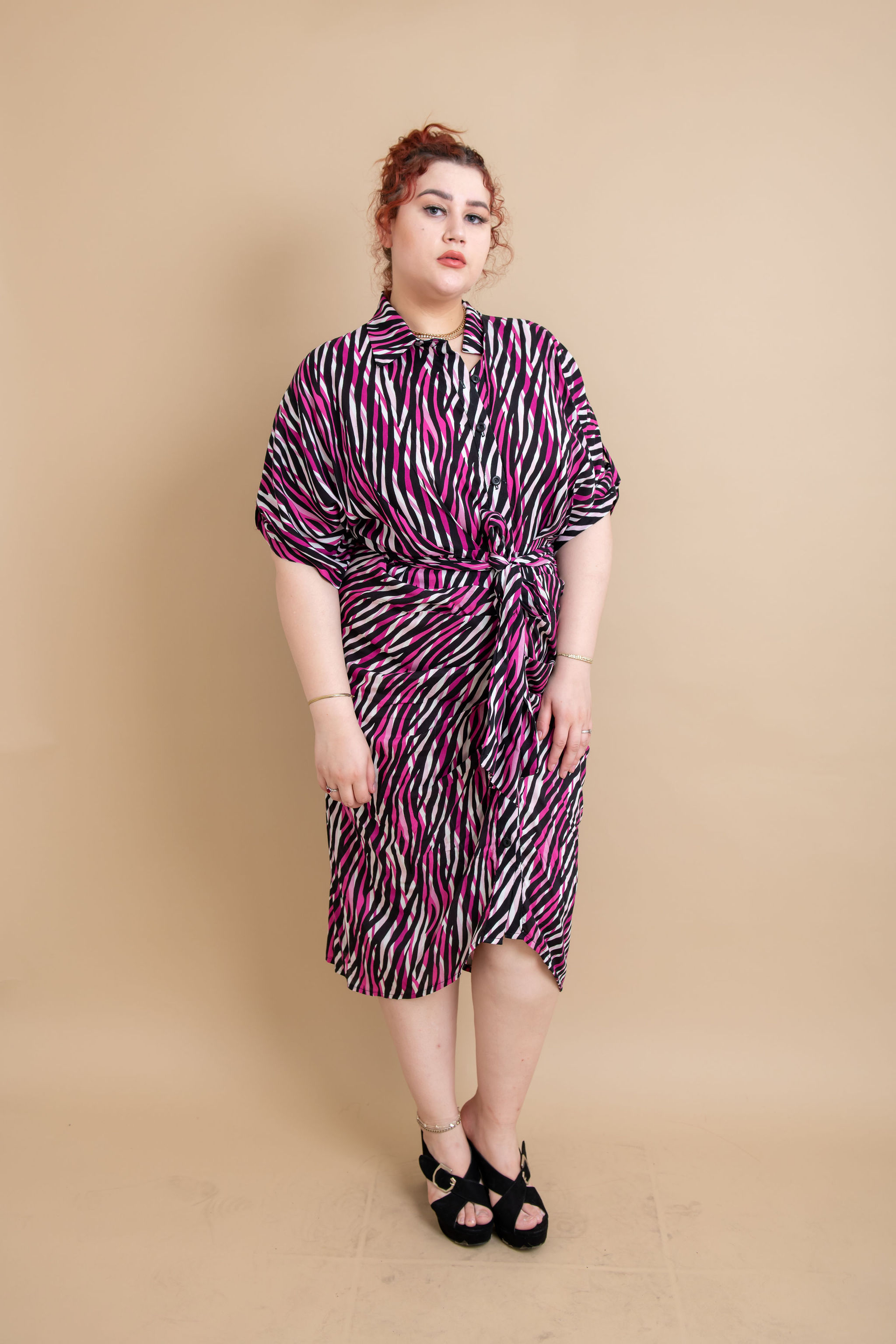 Foto 3 pulgar | Vestido Camisero Estampado Zebra Para Mujer Tallas Extras