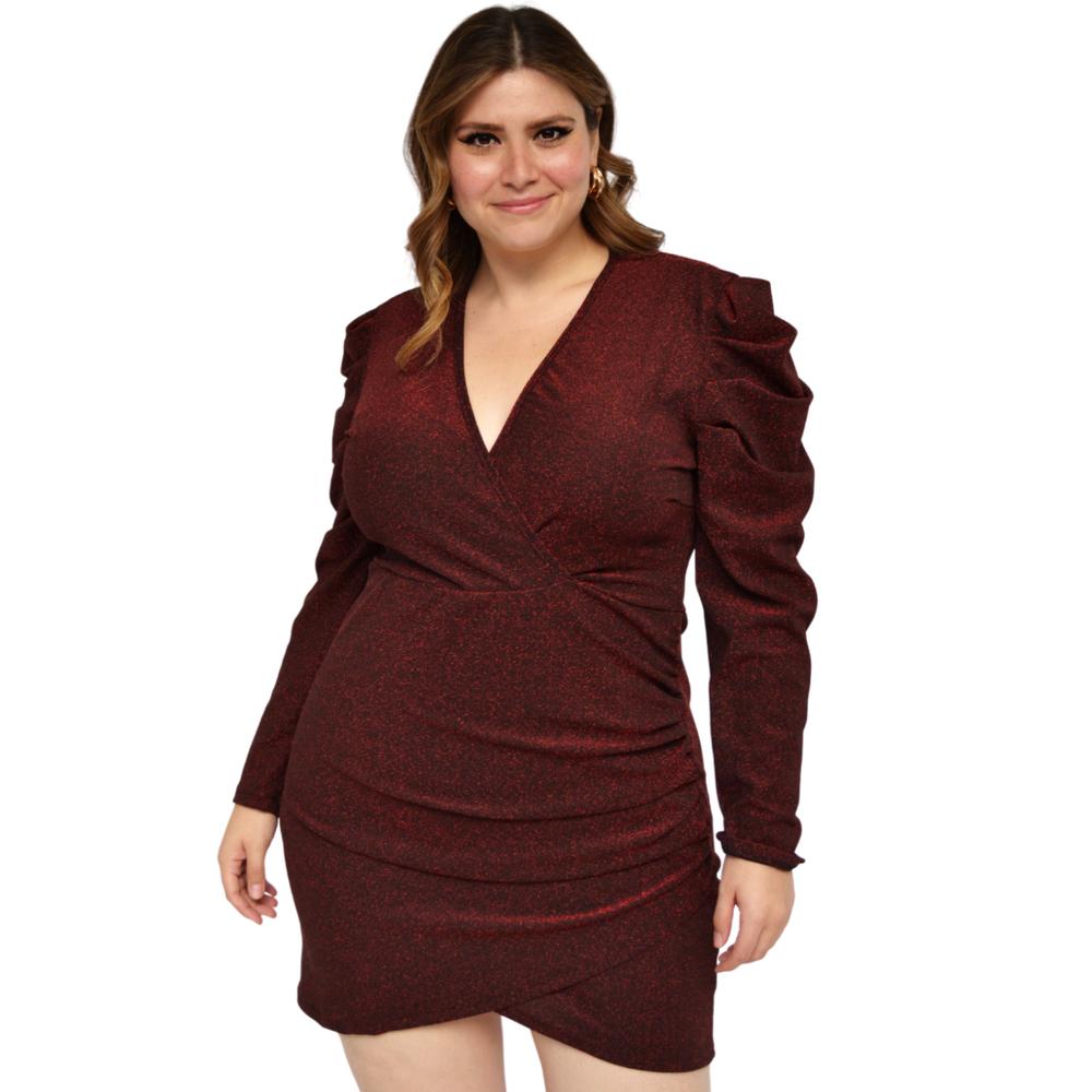 Vestido Corto Manga Farol Roman Fashion-tallas Extras 4263 color Rojo