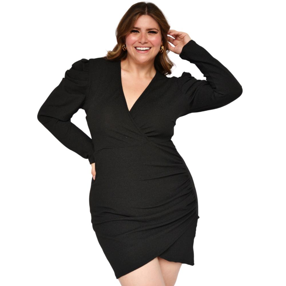 Vestido Corto Manga Farol Roman Fashion 4263 color Negro para Mujer