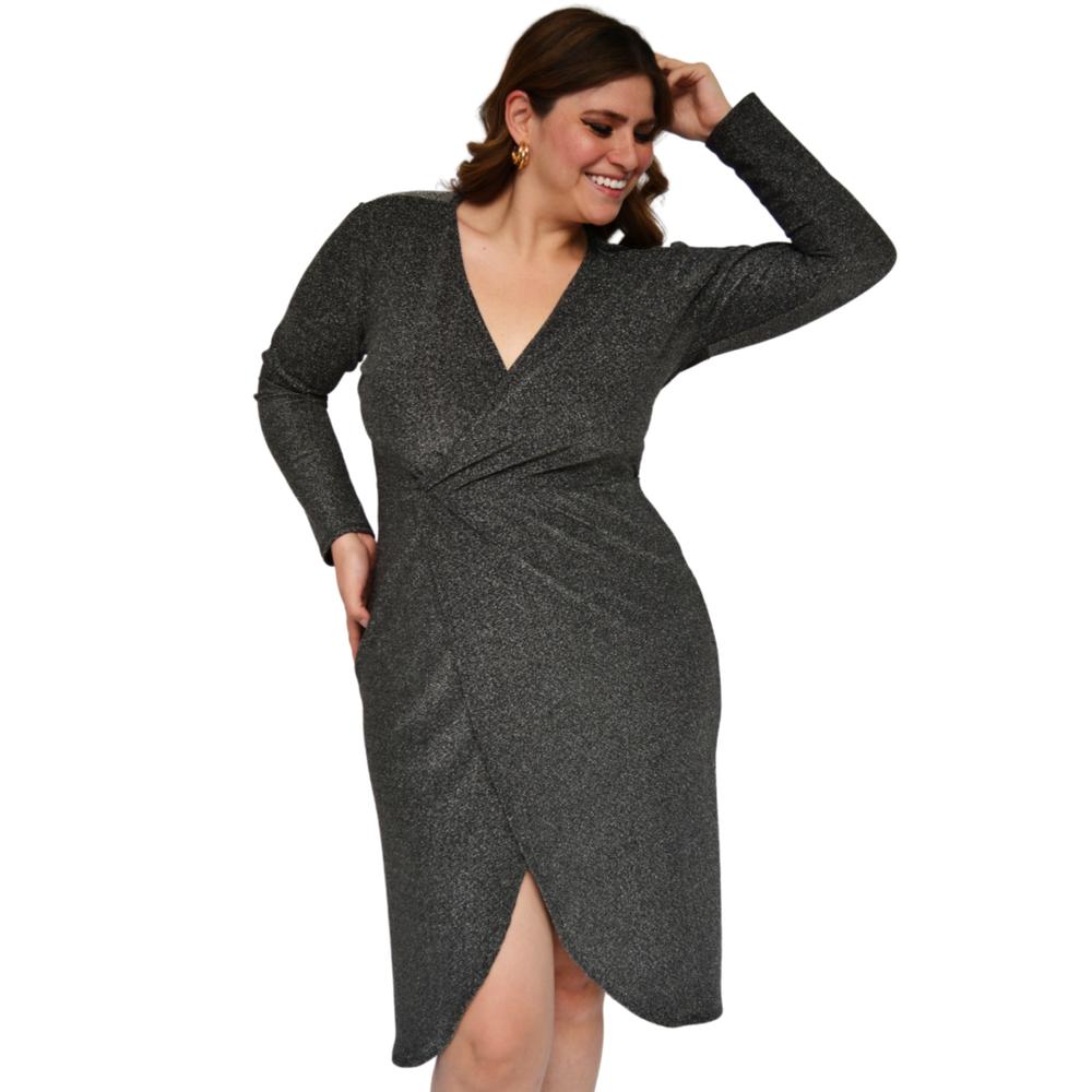 Foto 2 pulgar | Vestido Formal Roman Fashion-tallas Extras 4302 color Plata