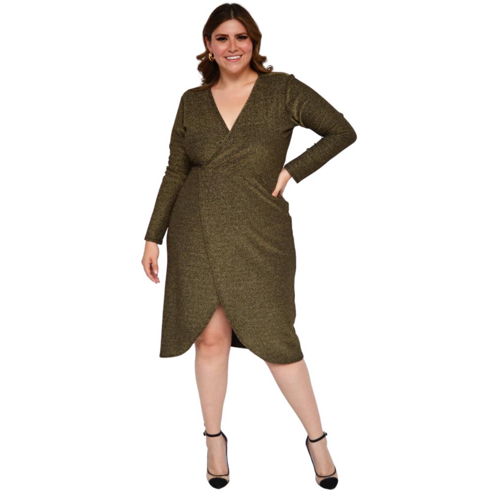 Foto 7 pulgar | Vestido Formal Roman Fashion-tallas Extras 4302 color Oro