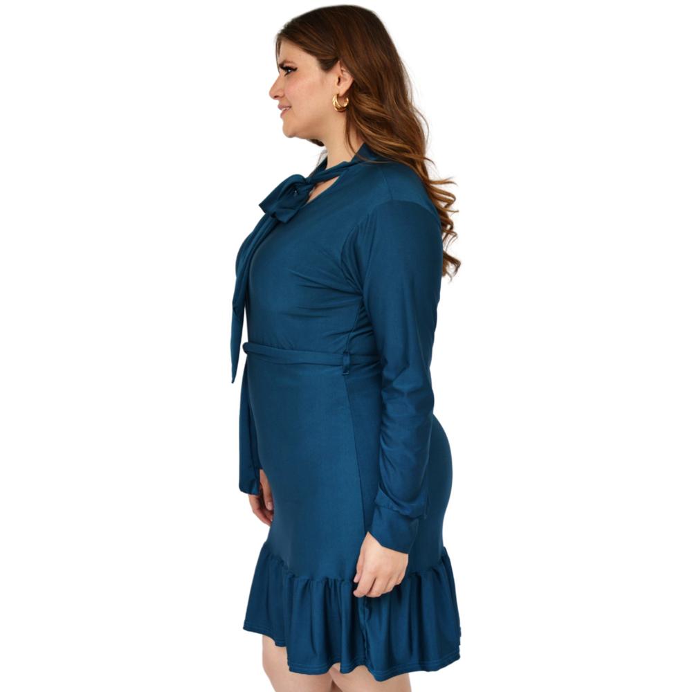 Foto 2 | Vestido Roman Fashion color Azul con Olán