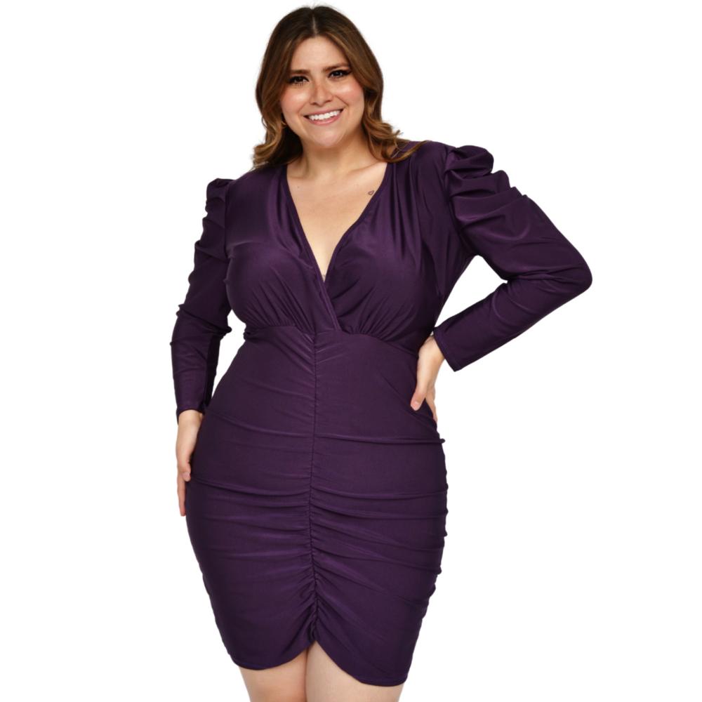 Foto 2 pulgar | Vestido  con Fruncido Roman Fashion color Púrpura para Mujer